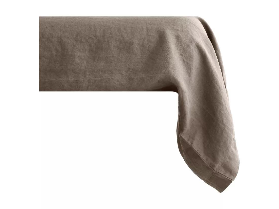 Taie de traversin 195x43 cm pur coton lavé collection PALACE tabac