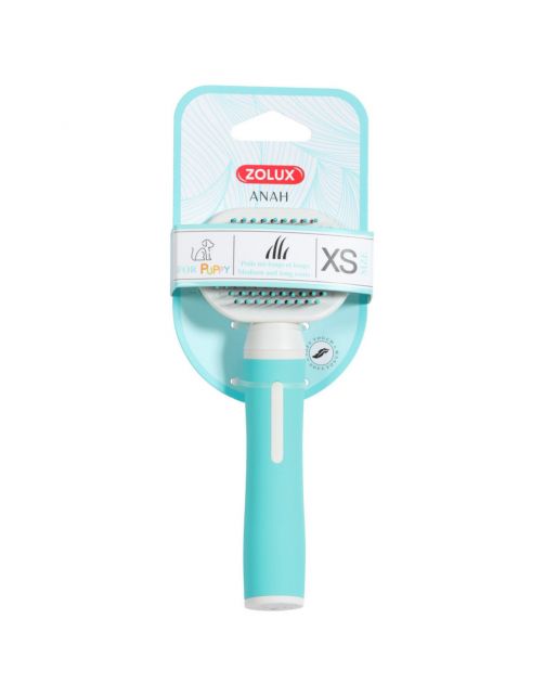 Zolux Puppy Soft Slicker - Hondenvachtborstel - 4x6.4x16.5 cm Wit Turquoise Geschikt Voor Langhaar