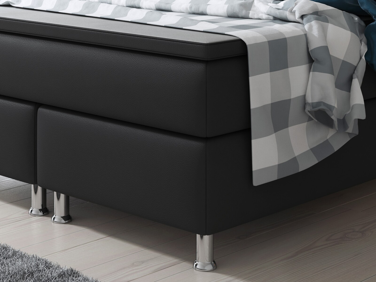 Inter Handels Boxspringbett Miami 140x200 cm schwarz