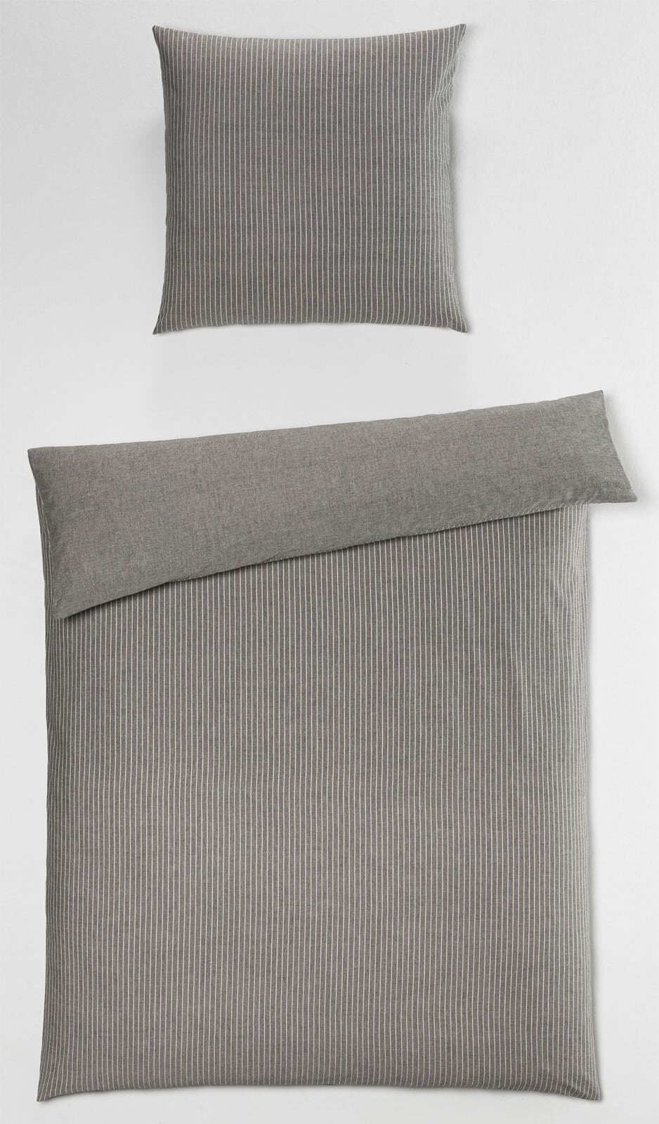 casaNOVA Baumwoll-Bettwäsche CMAILLA STRIPE 155 x 220 cm grau