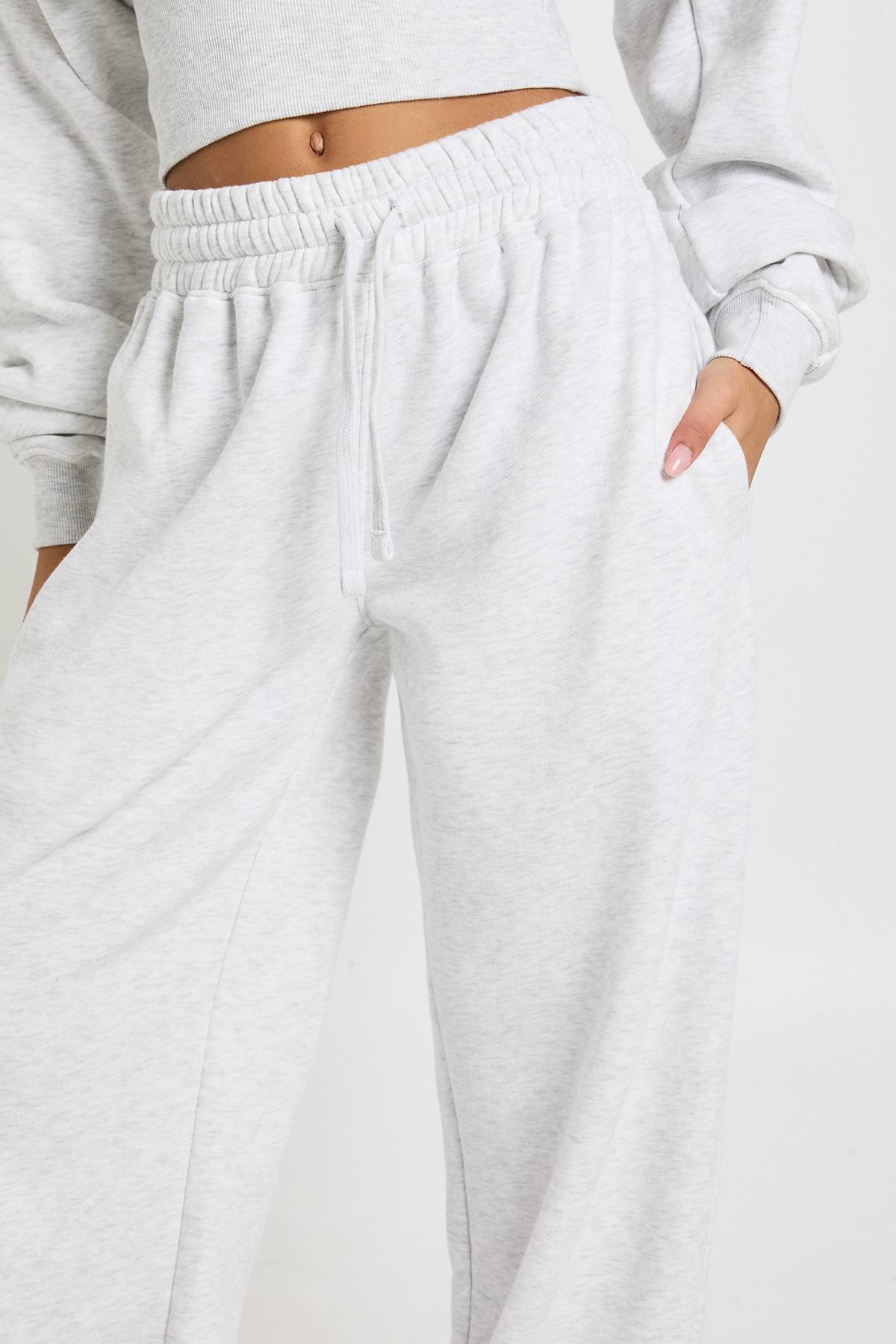 boohoo Ensemble de Survêtement Sweat Henley à Ourlet Profond