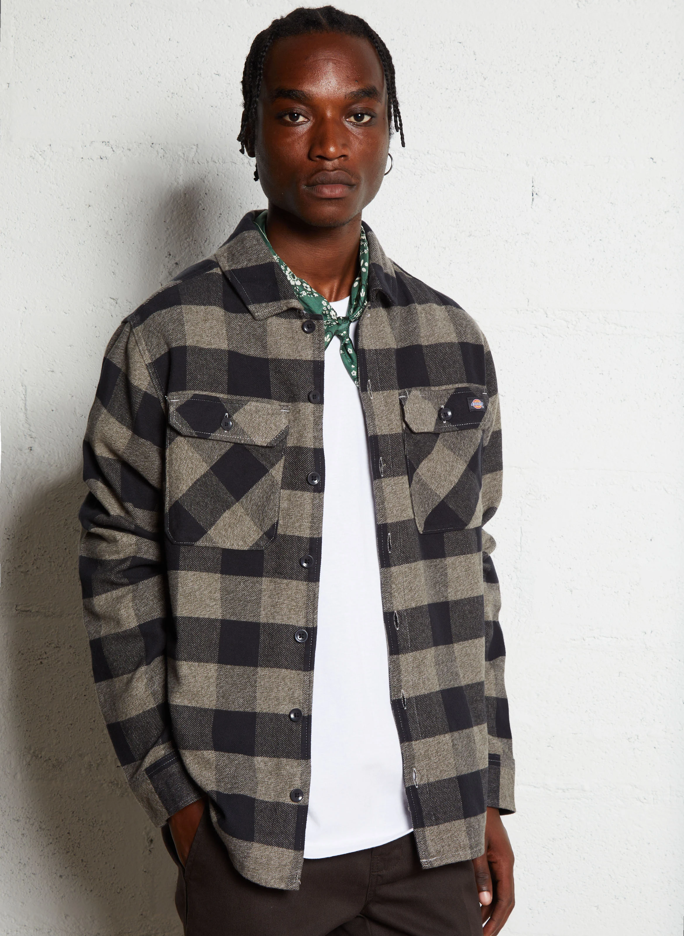 SACRAMENTO - Chemise droite col classique en coton imprimé | Gris