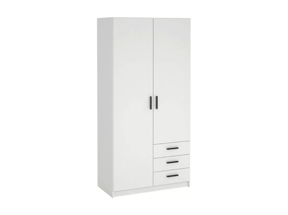 Garde-robe 2 portes Dscopon, Meubles de chambre, Penderie de plain-pied, Placard à vêtements, 99x50 h200 cm, Blanc