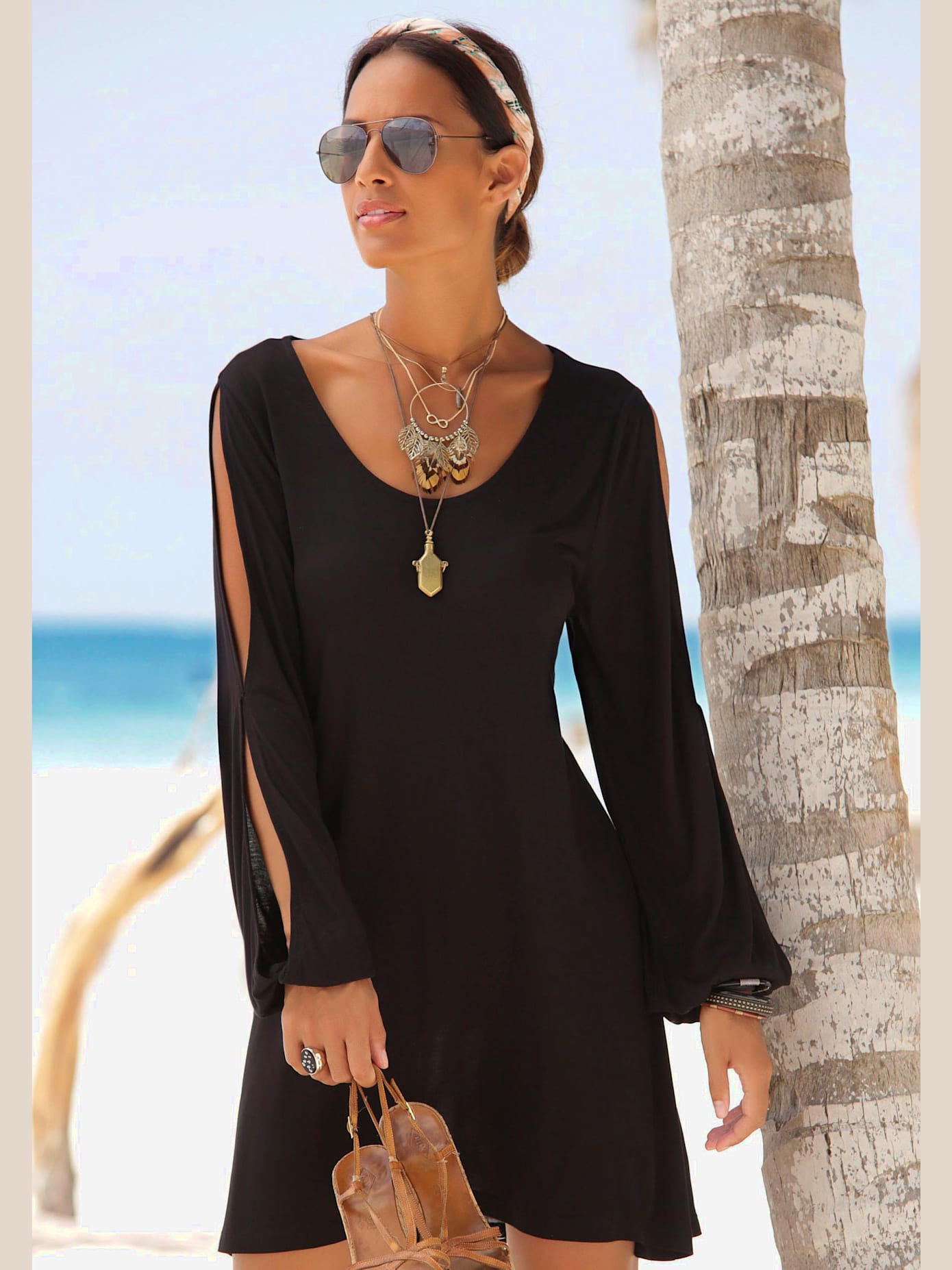 T-shirt long encolure ronde