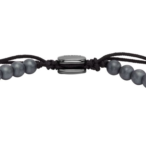 Fossil Hematite Beaded Armbånd, Gunmetal, 25 cm