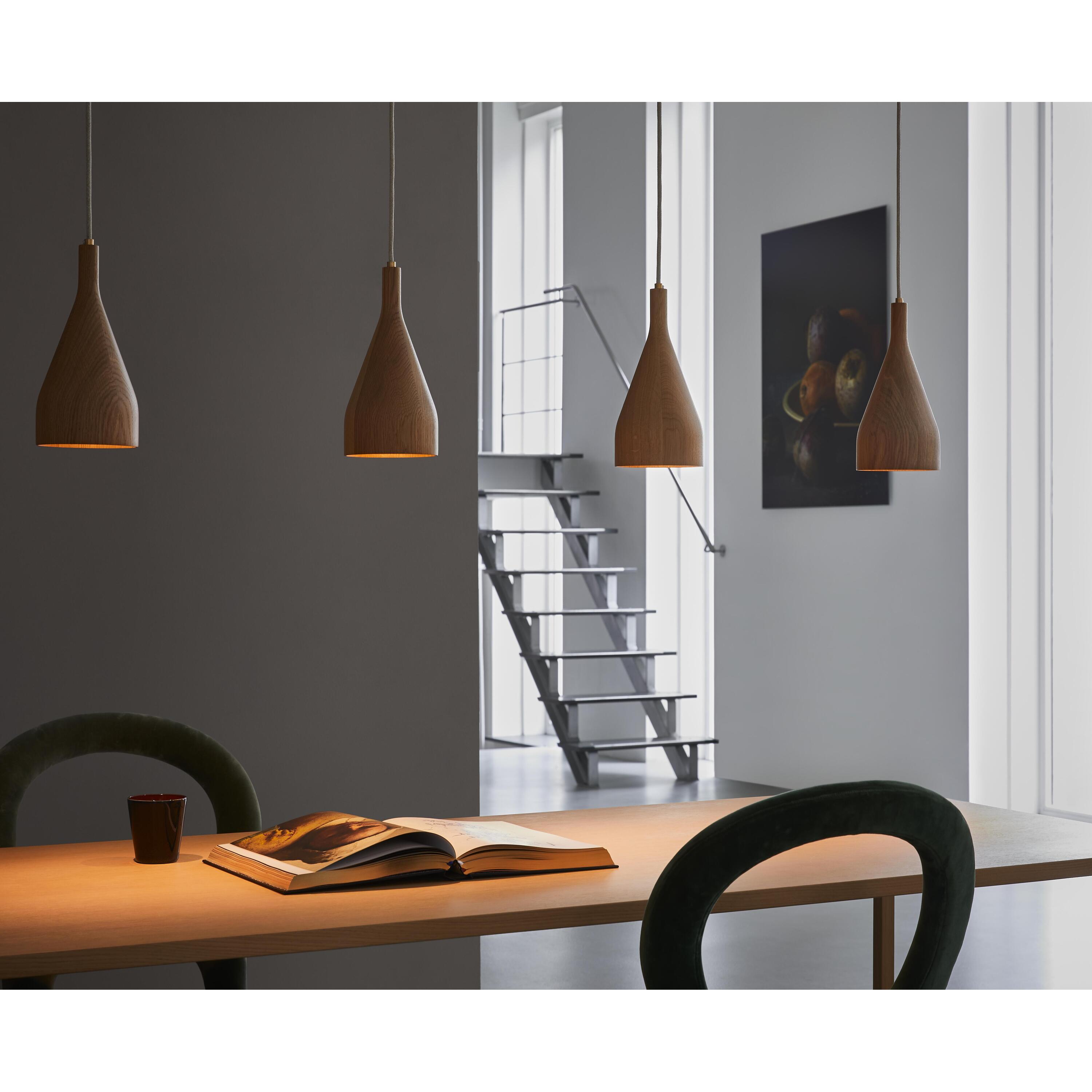 Timber hanglamp medium Ã10 walnoot, zwart snoer