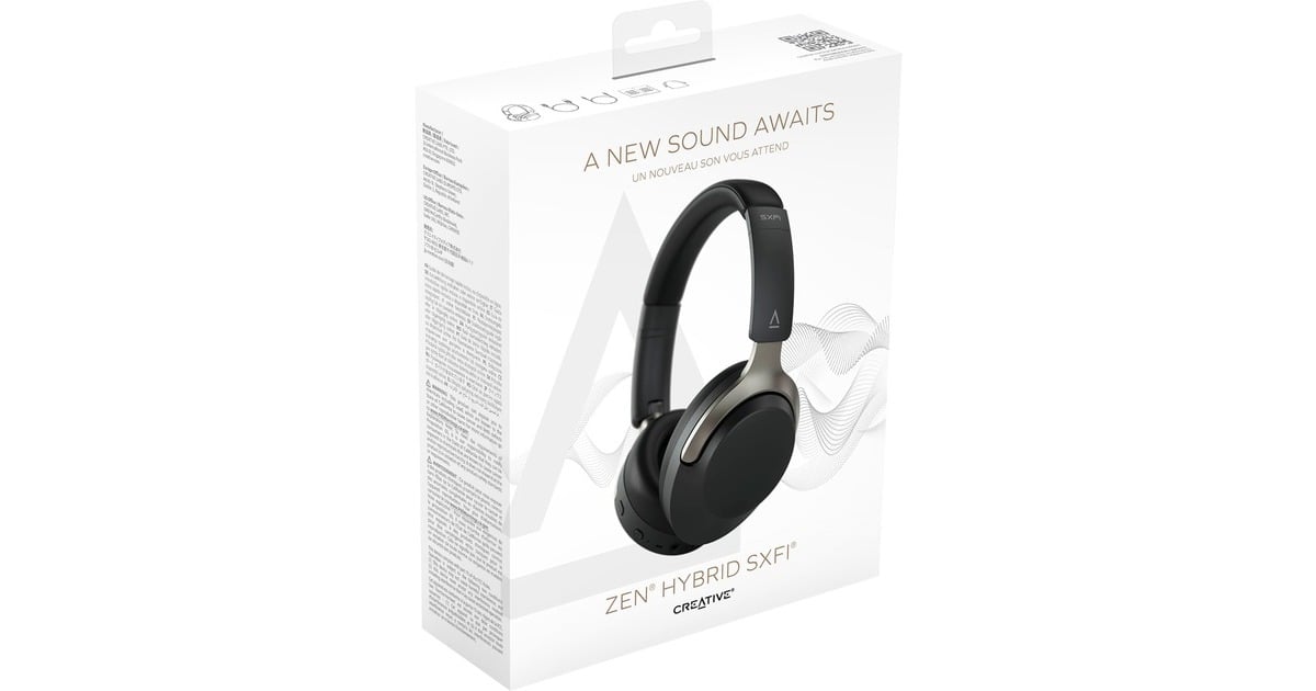 CreativeZen Hybrid SXFI over-ear hoofdtelefoon  (Zwart/grijs, Bluetooth, USB-C, ANC)