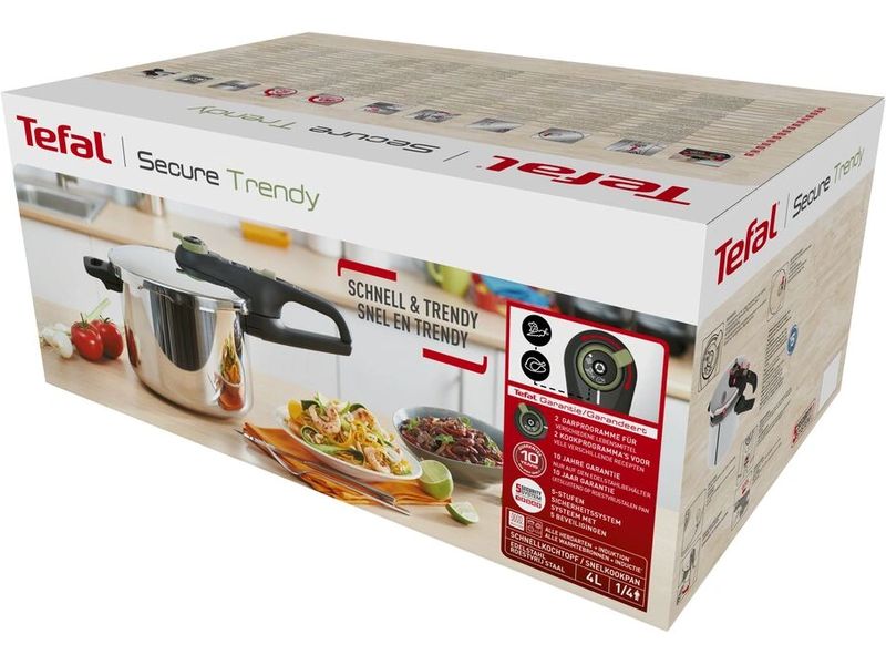 Tefal Secure Trendy Dampfkochtopf 6 l 22 cm Schnellkochtopf mit Korb