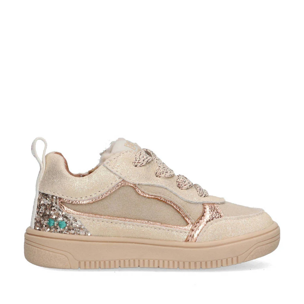 BunniesJR Maxime Mellowleren sneakers met glitters champagne