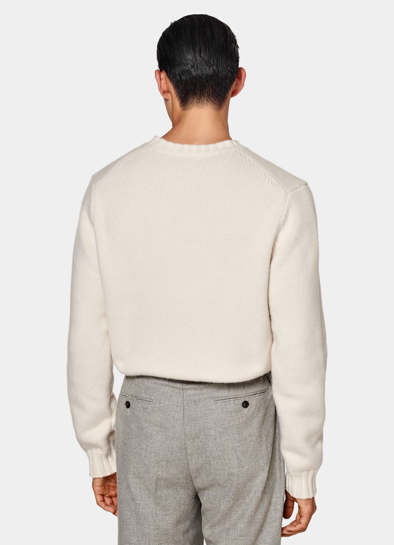 Pull col rond Merino blanc cassé