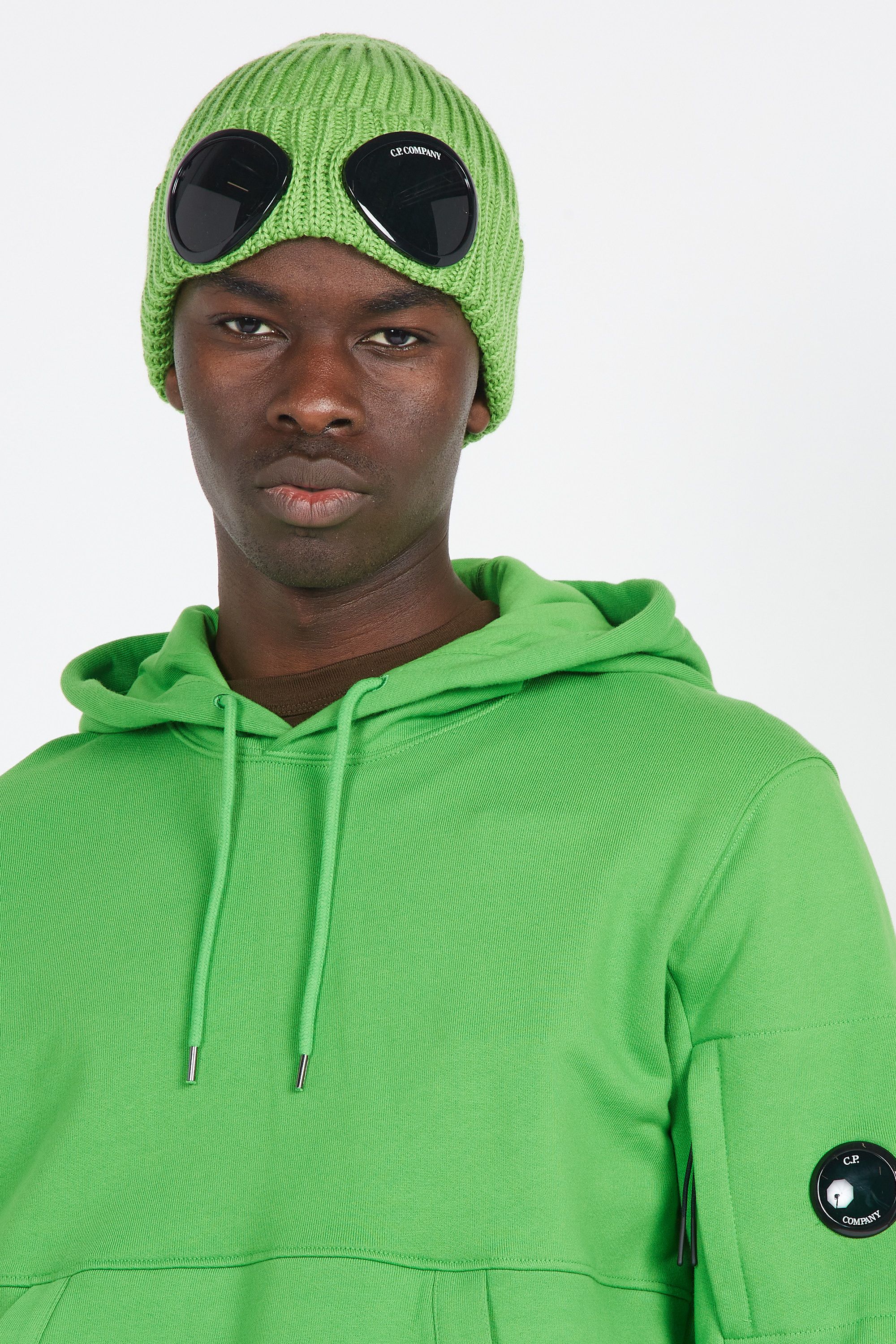 C.P. COMPANY Bonnets  EXTRAFINE MERINO WOOL GOGGLE BEANIE Vert