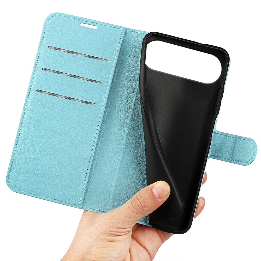 iPhone Air Leder Tasche Flip Cover Litchi Look - Blau