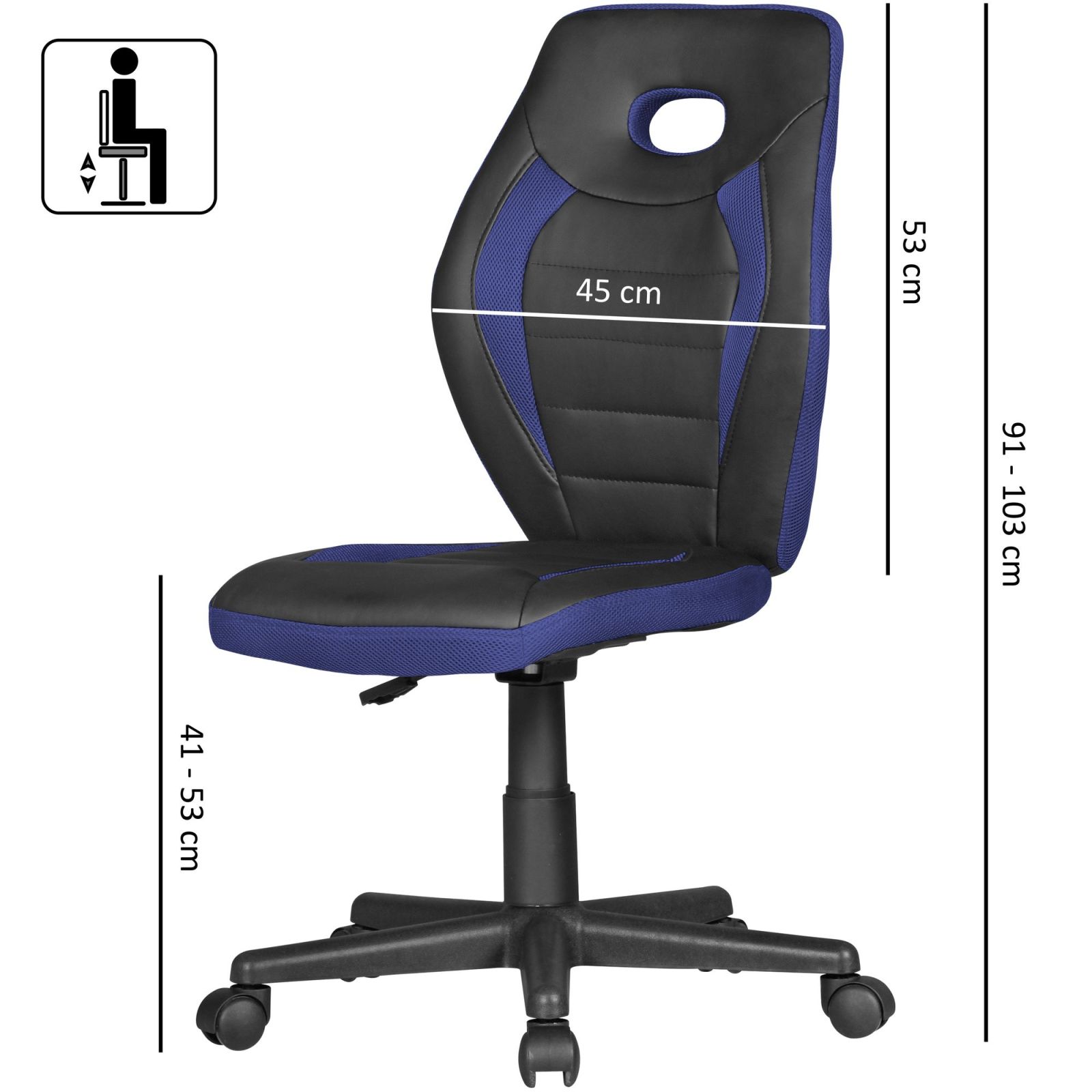 Kinder-Schreibtischstuhl - blau-schwarz - höhenverstellbar