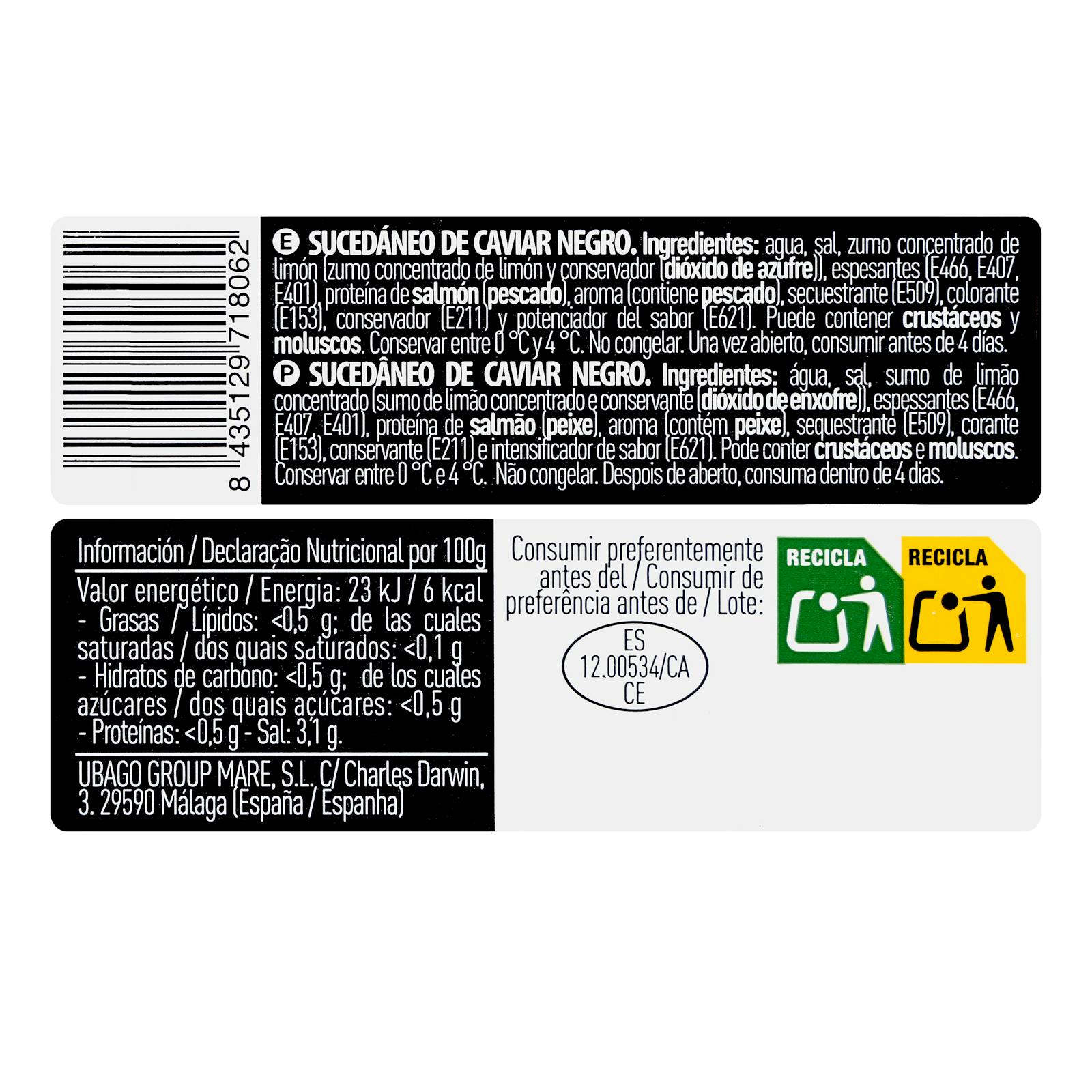 Substitut de caviar noir Ubago Caviartic