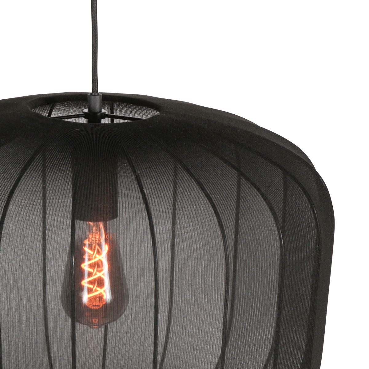 Japandi hanglamp zwart met stoffen kap 55cm - Sable