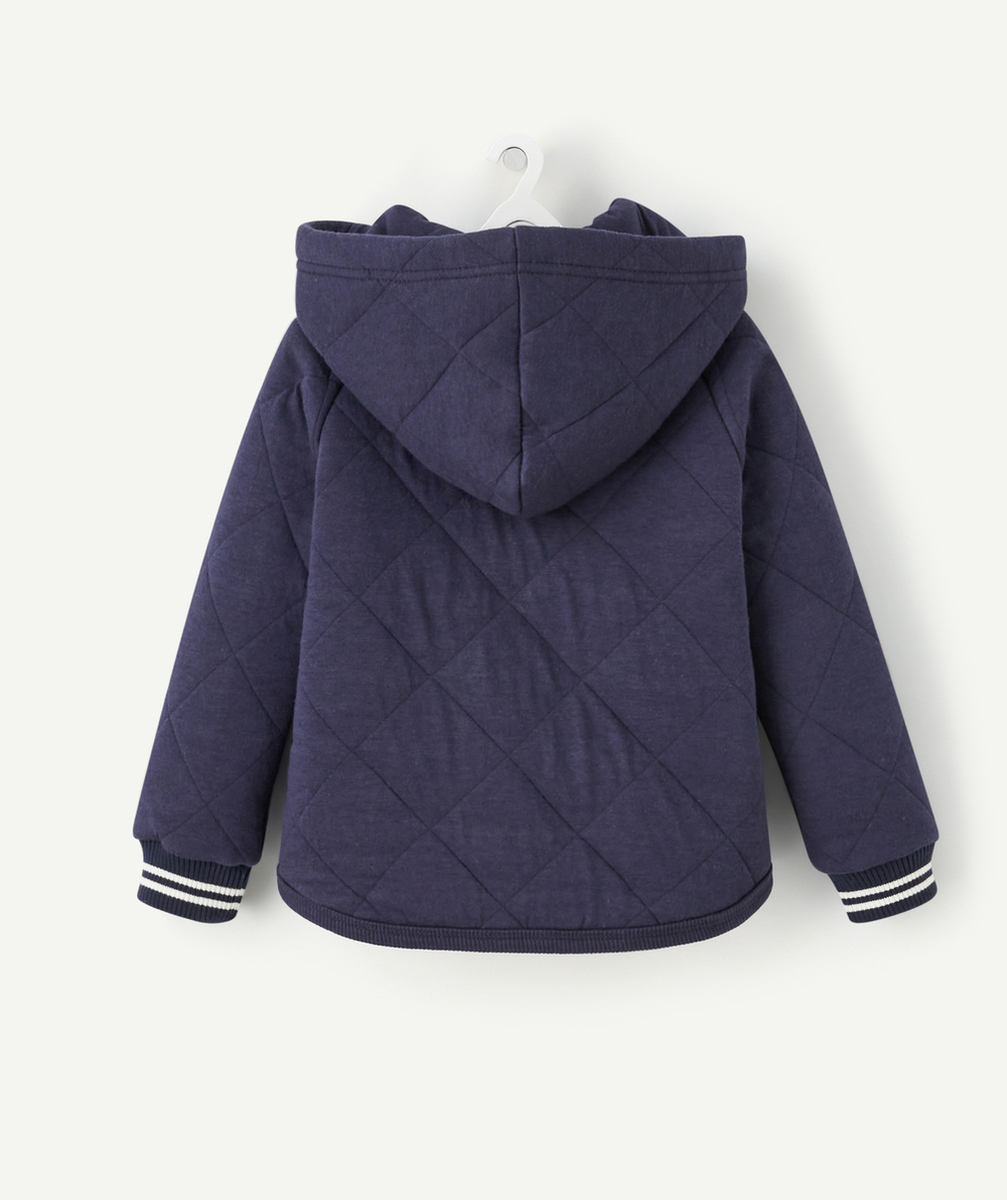 GILET MATELASSÉ BÉBÉ GARÇON À CAPUCHE BLEU MARINE