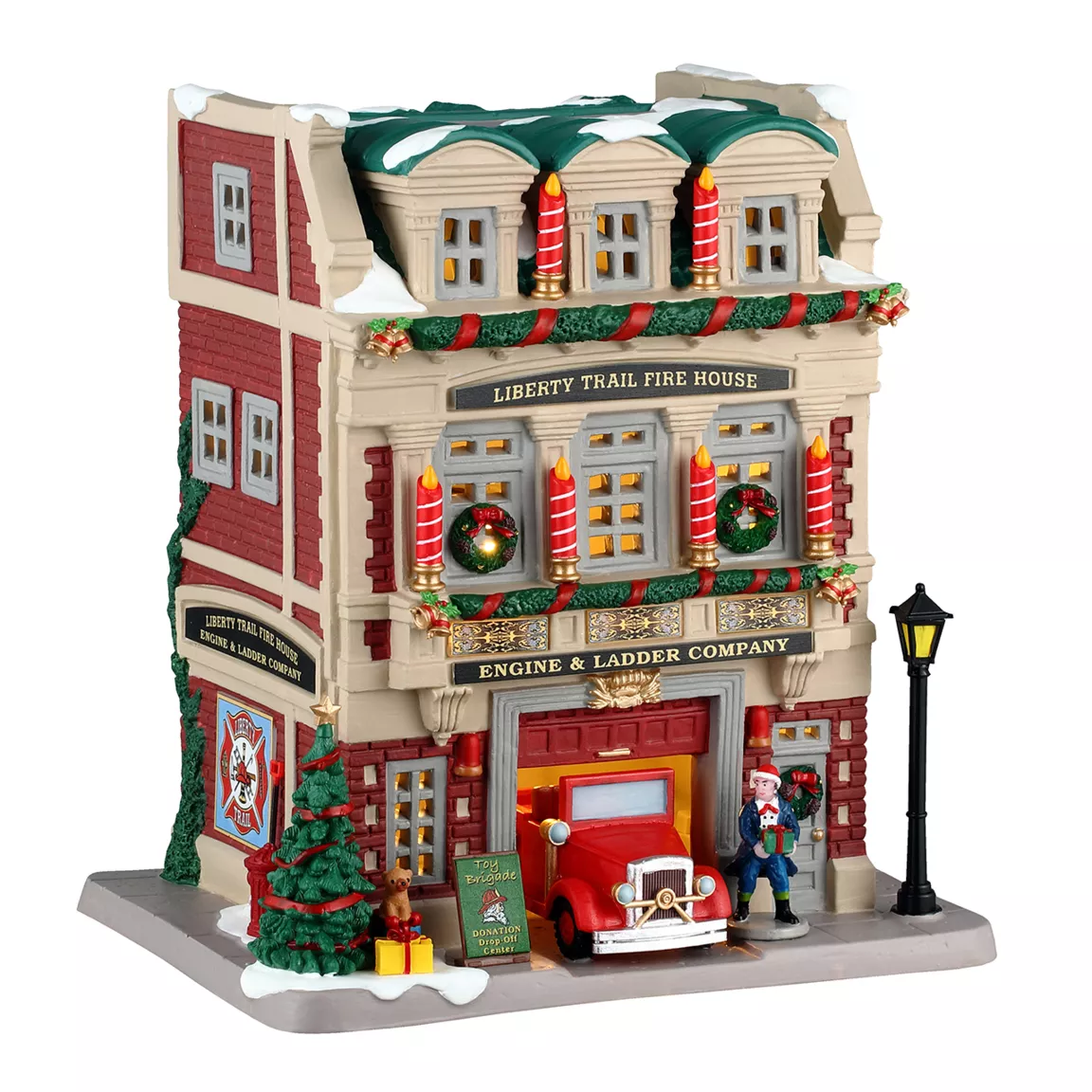 Village de Noël Lemax lumineux Caserne de pompiers de Liberty Trail