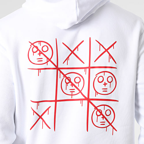 Sweat Capuche Morpion Blanc Rouge