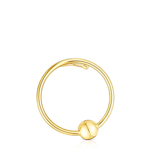 Brinco de pressão com banho de ouro 18k sobre círculo de prata volumoso