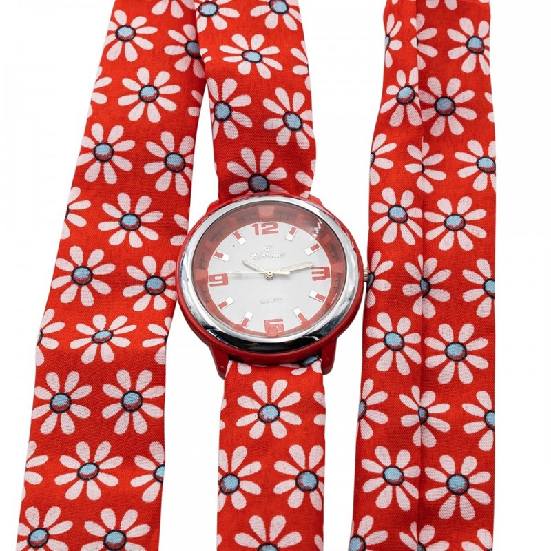 Montre Femme CHTIME bracelet Tissu Rouge