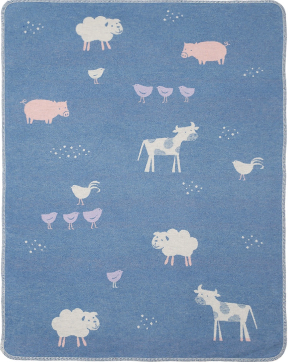 Babydecke JUWEL - FARM (70x90) in blau
