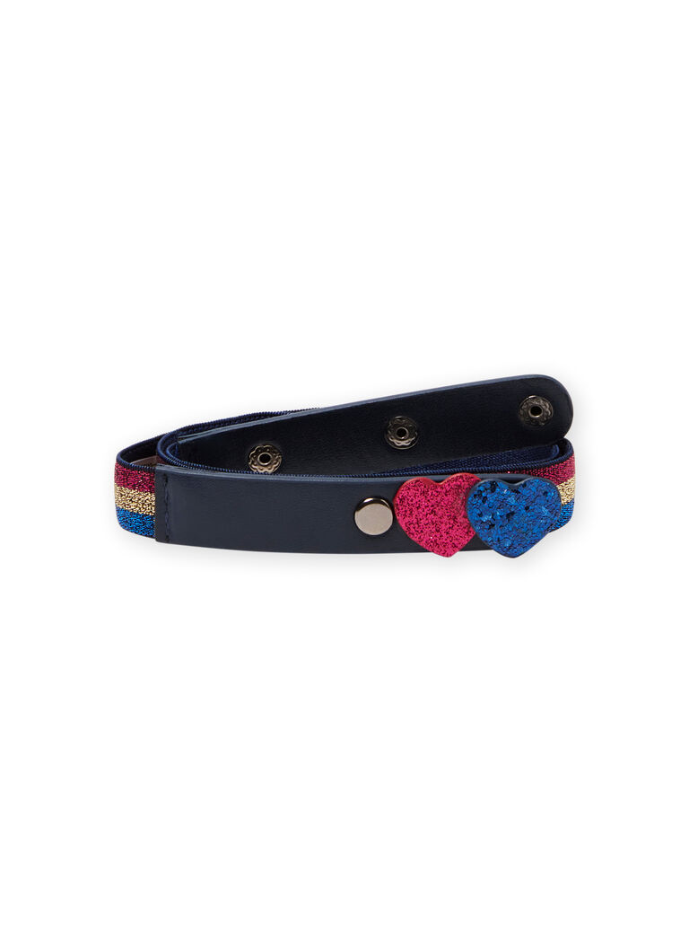 Ceinture bleu nuit à rayures paillettées enfant fille