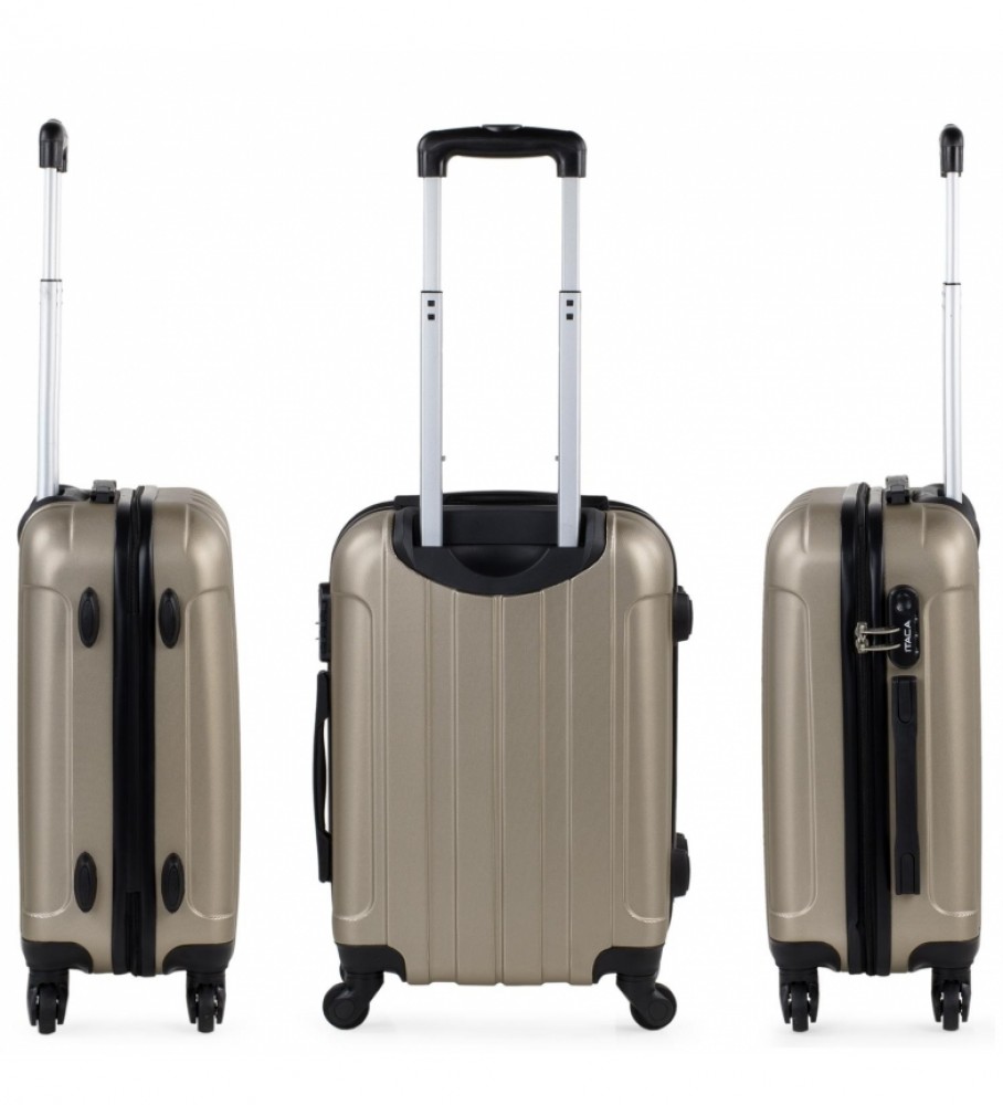 Mala de cabine rígida ITACA com 4 rodas 771150 Champagne - 55x37x20cm -