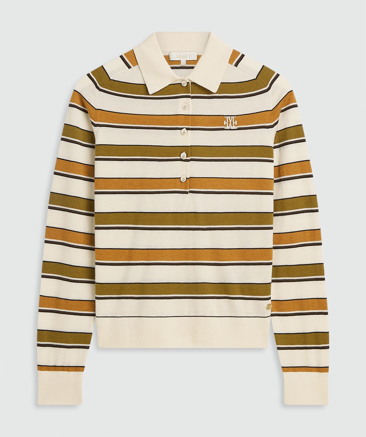 JV-AUDREY slim fit trui met strepen - olive green stripe