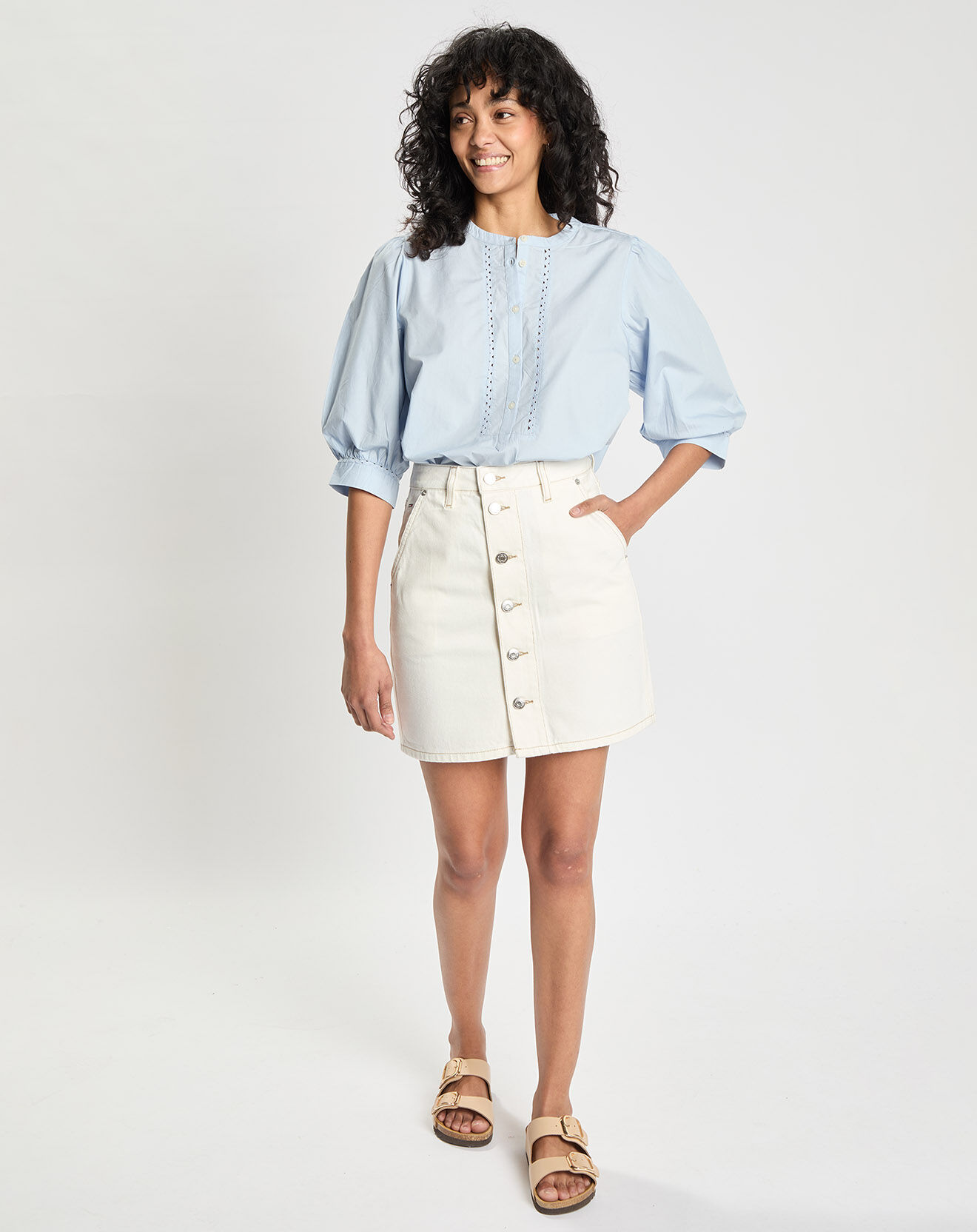 Tommy Jeans Jupe en jean droite a-line écrue