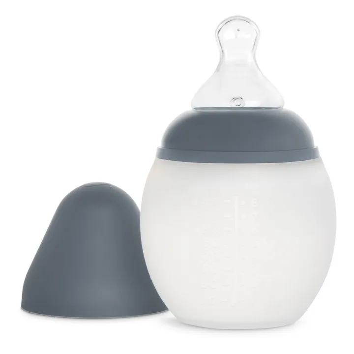 Elhée Biberon en silicone médical et tétine physiologique | Bleu gris