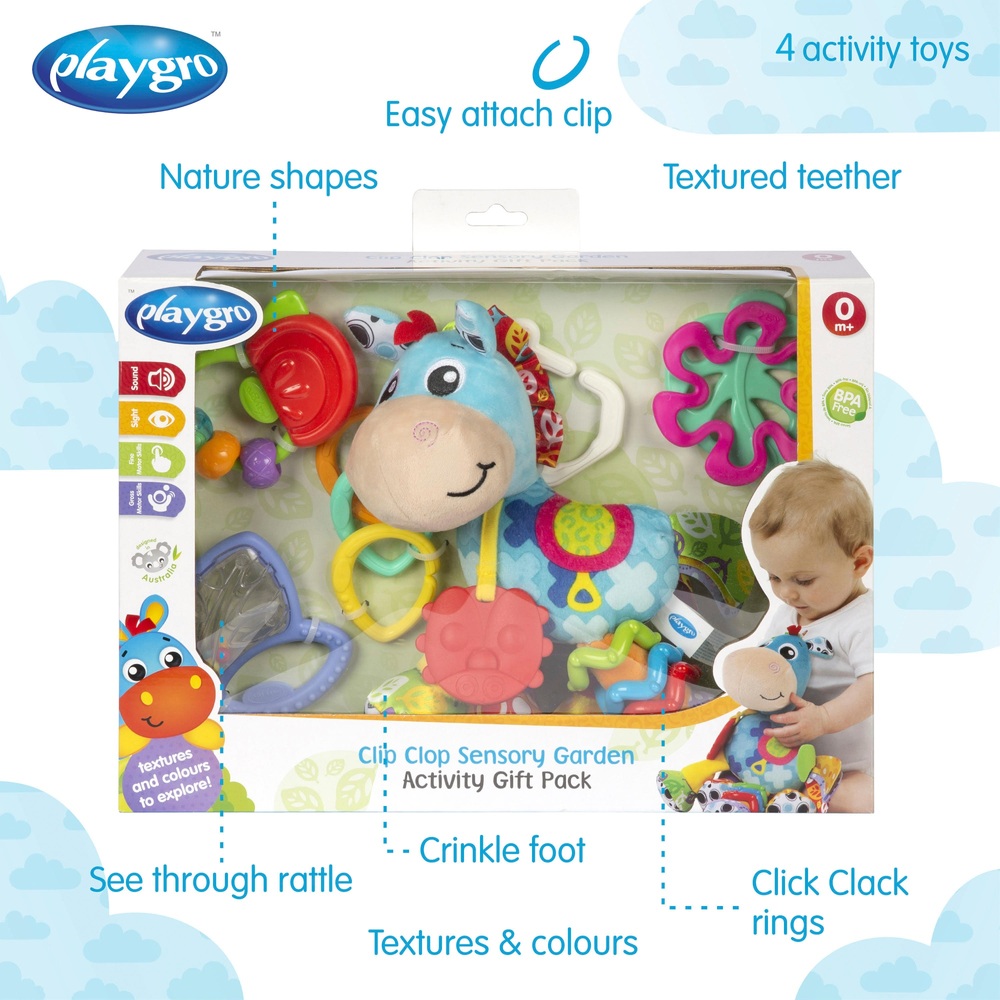Playgro Clip Clop Sinnesgarten Neugeborenen-Geschenkset