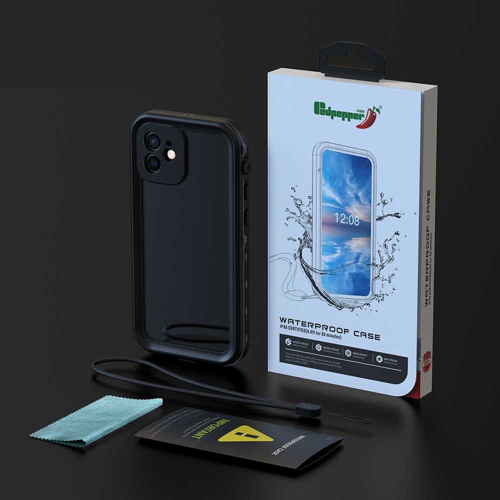 iPhone 12 Wasserfeste Outdoor Schutz Hülle (IP68) - Schwarz