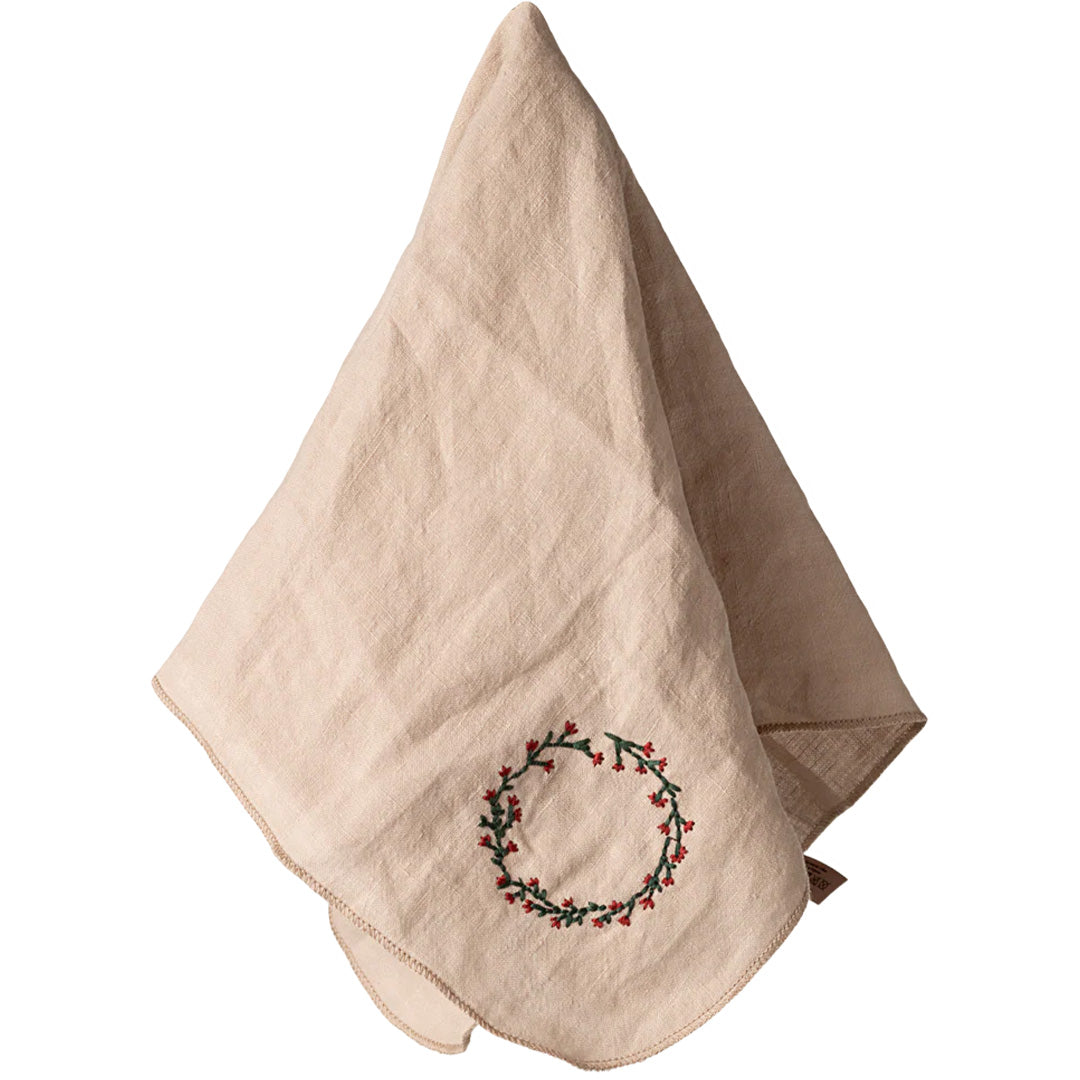 maileg stoffen servet - wreath - 44x44 cm