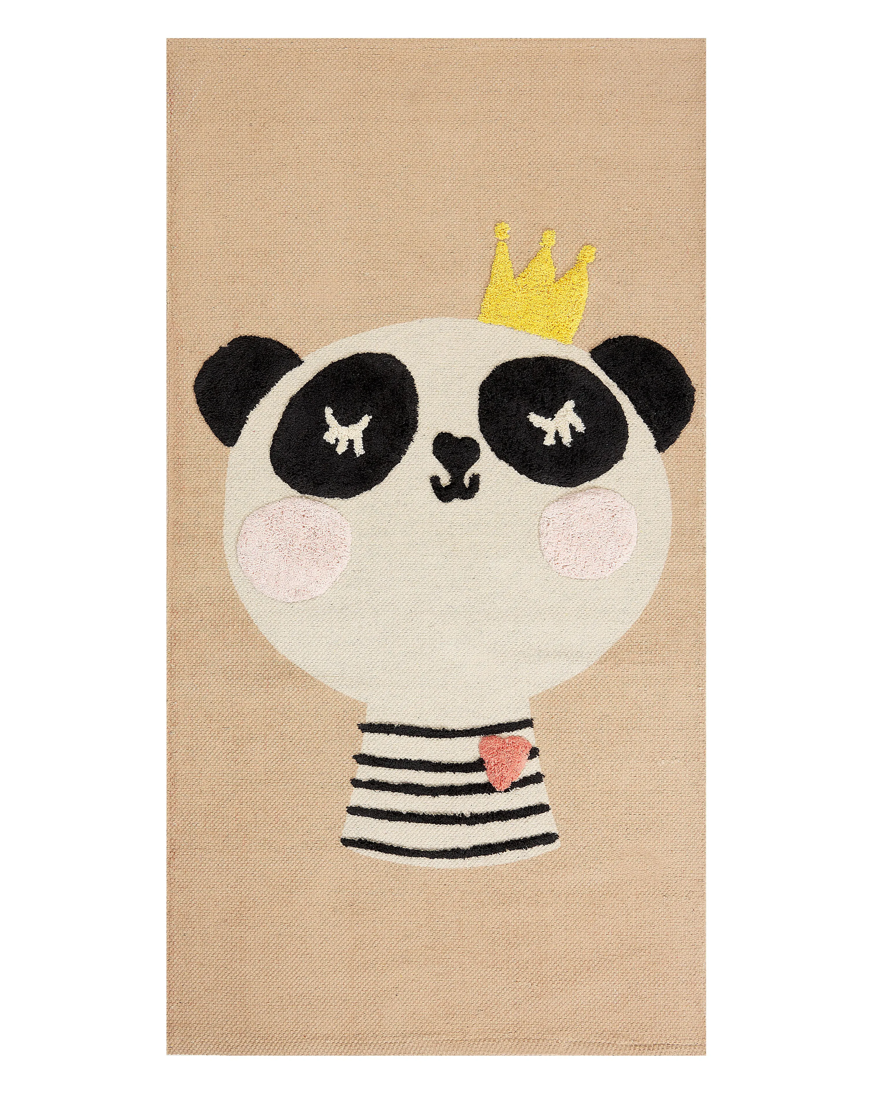 Kindervloerkleed BUNAN Beige 80 x 150 cm Katoen