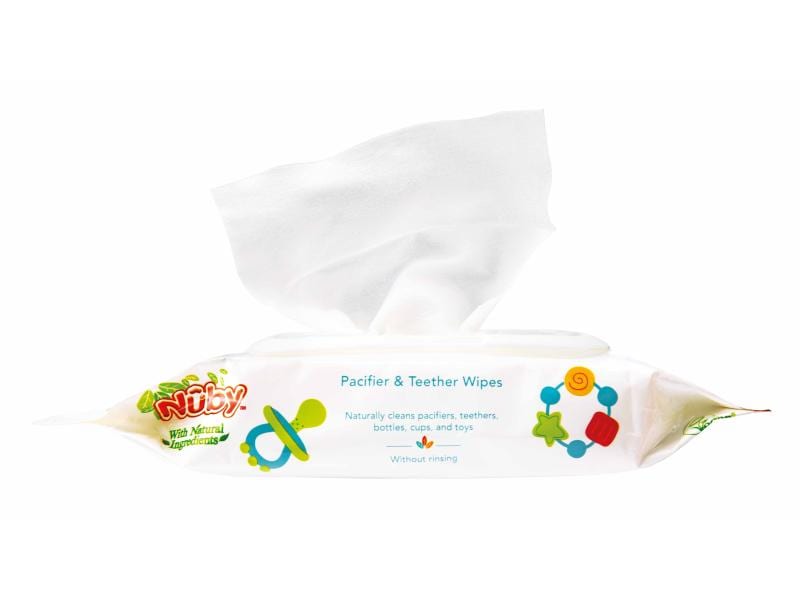 Nuby Allzweckreiniger All Naturals Reinigungstücher 48 Stk. Antibakterielle Reinigungstücher für Spielzeug, Schnuller und Beissringe