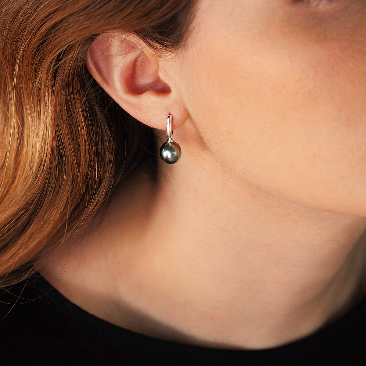 Boucles d'oreilles argent 925 pendants perles de culture de Tahiti