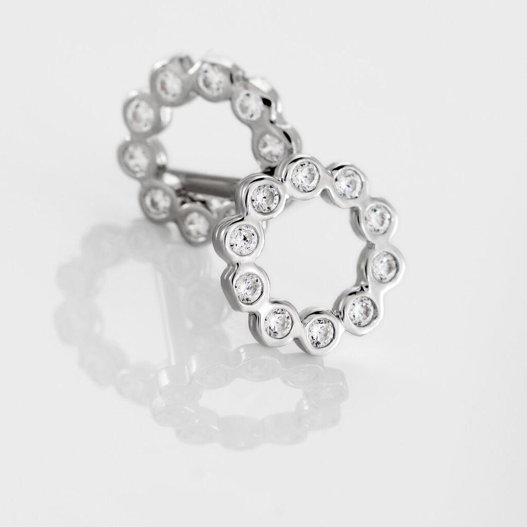 Boucles D'oreilles Puces Argent Blanc Leonhard Oxydes De Zirconium