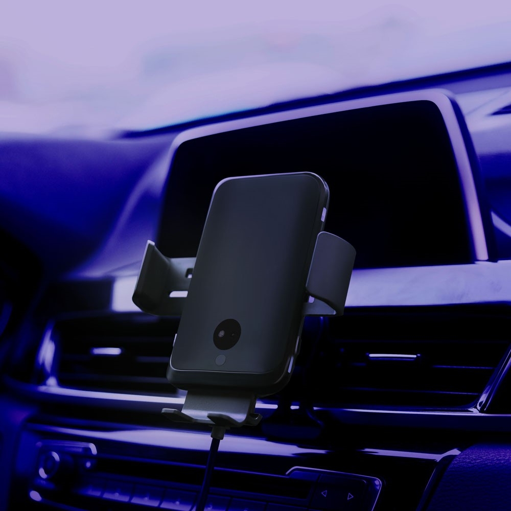 (10W) Qi Wireless Fast Charge Auto KFZ Halterung (C18) Ladegerät   Lüftungsgitter Befestigung mit Automatik Infrarotsensor - Schwarz