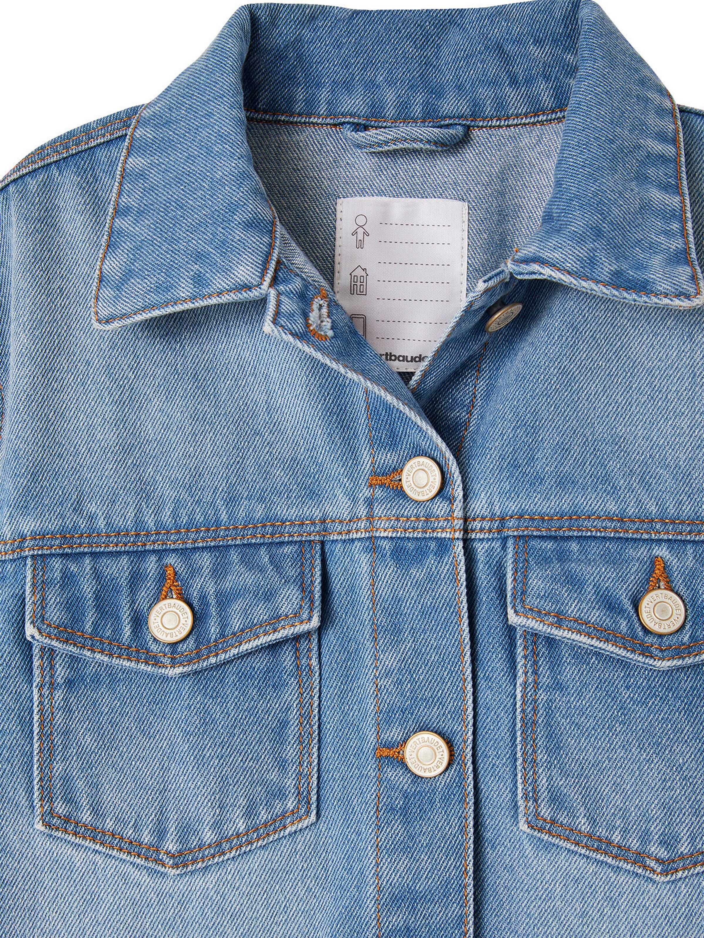 Vertbaudet Mädchen Jeansjacke mit Blumen blue stone
