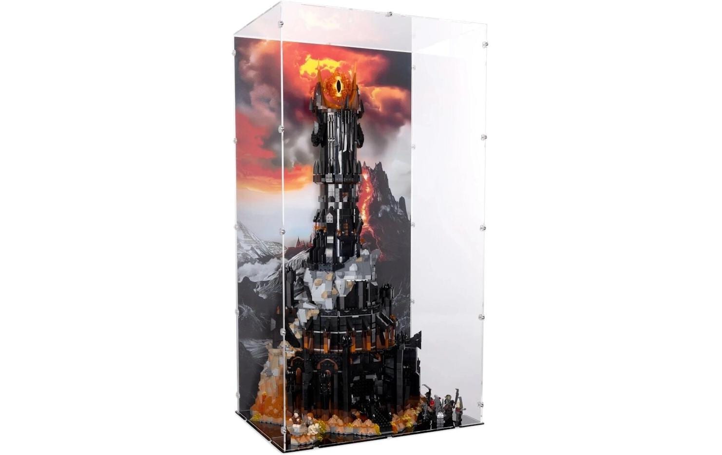 Baukasten Acryl-Display für LEGO 10333 Herr der Ringer<br>Acry-Display-Box mit Hintergrundbild für LEGO der Herr der Ringe: Barad-dûr