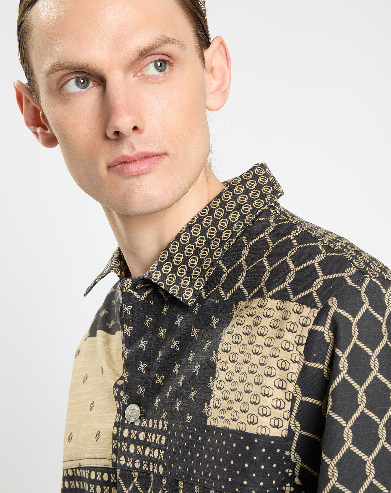 Scotch & Soda Surchemise en Coton & Lin Patchwork noire
