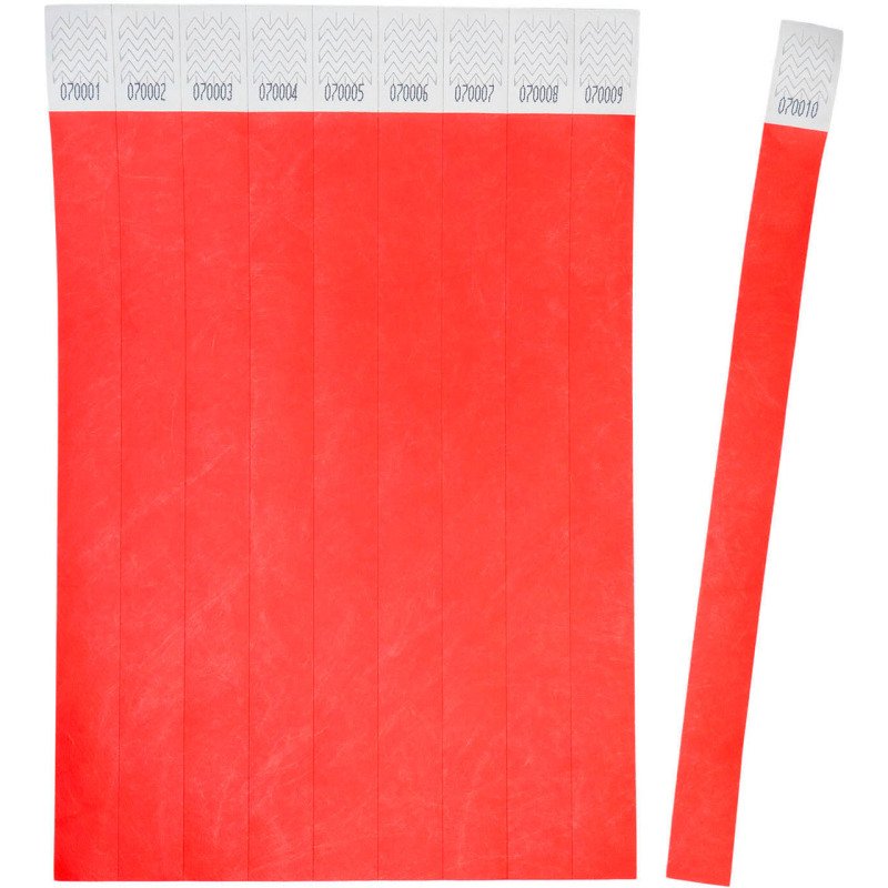 Bracelet papier Tyvek largeur 19 mm Avery rouge fluo -Lot 500