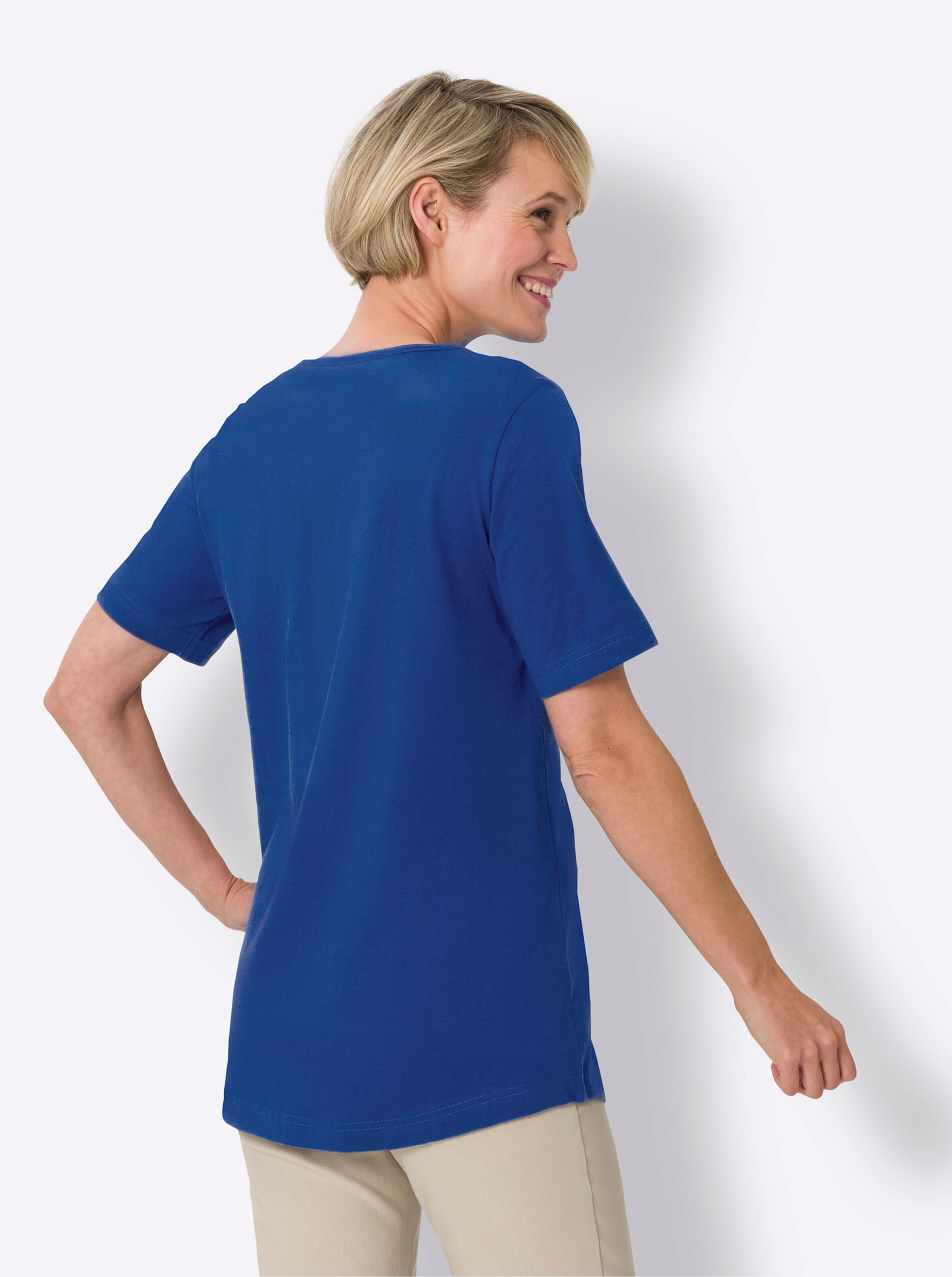 Longshirt in royalblau + pink