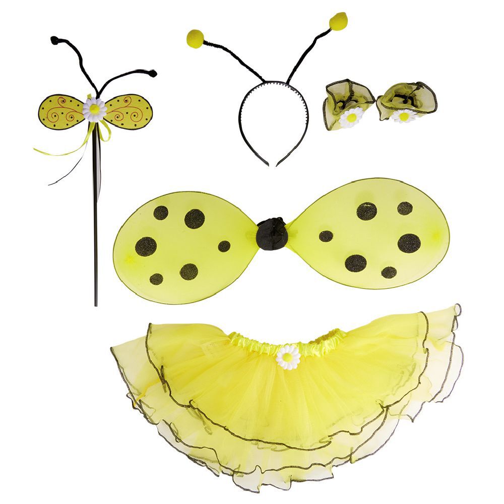 Déguisement enfant Abeille jaune noir antennes ailes jupon