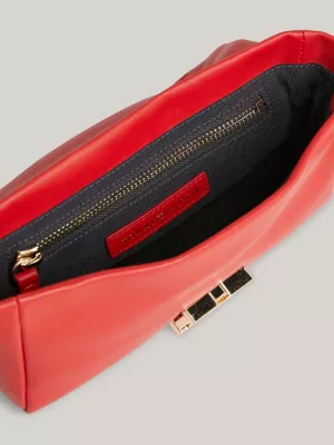 Bolsa transversal de couro com fecho de pressão