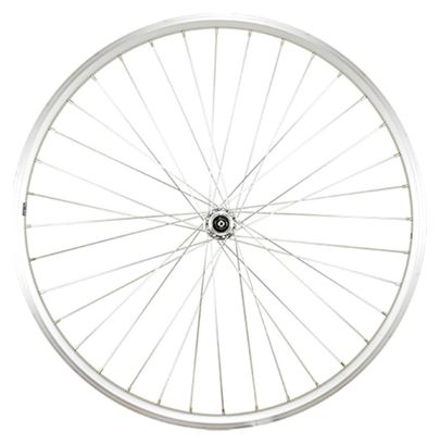 Roue vtc 28  av blocage jante argent mach1 er10. moyeu miche magnum v-brake 36t