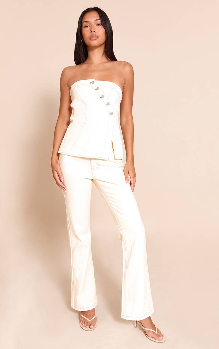 Ecru Jean Large Taille Mi-haute