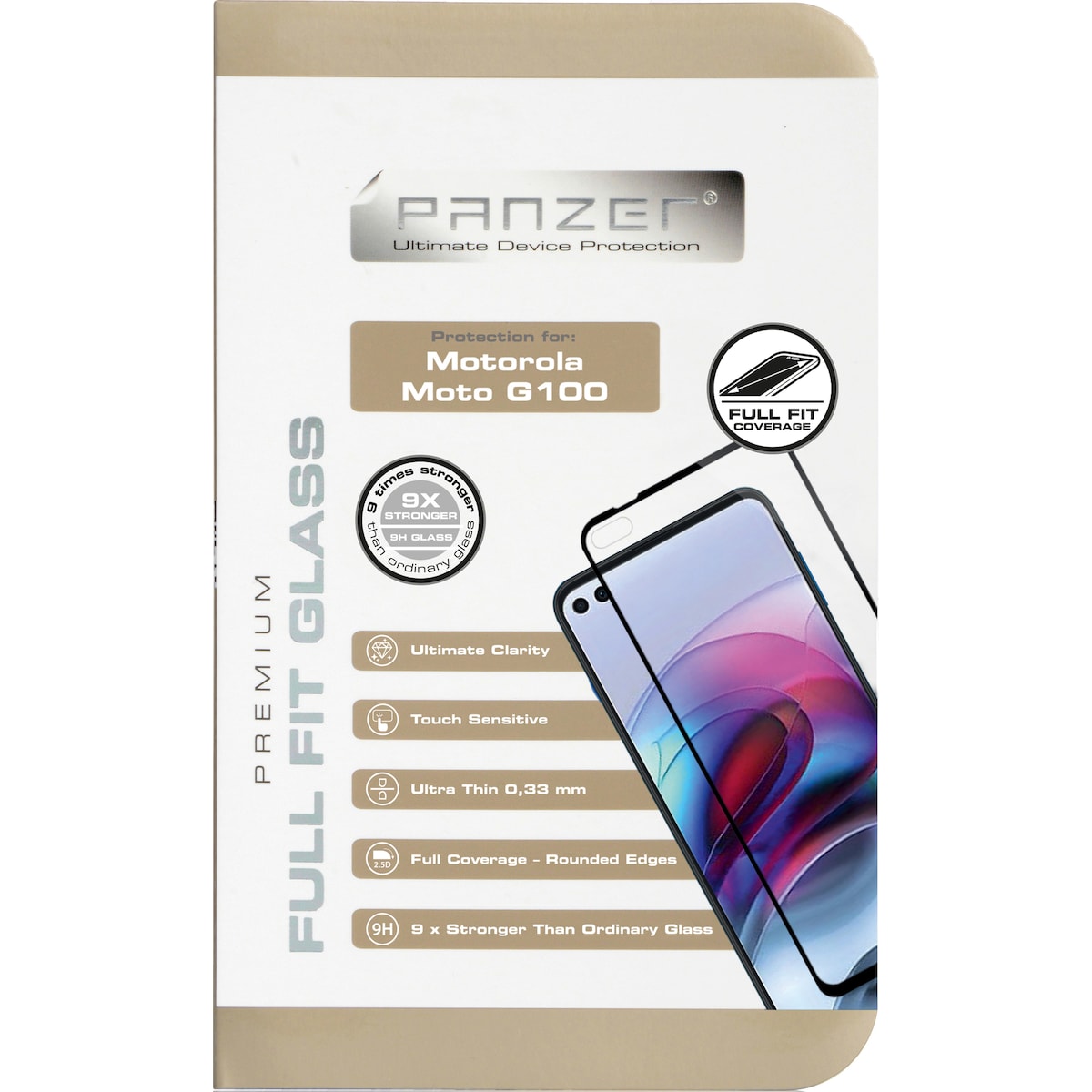 Panzer Full-Fit Motorola Moto G100 skjermbeskytter (sort)
