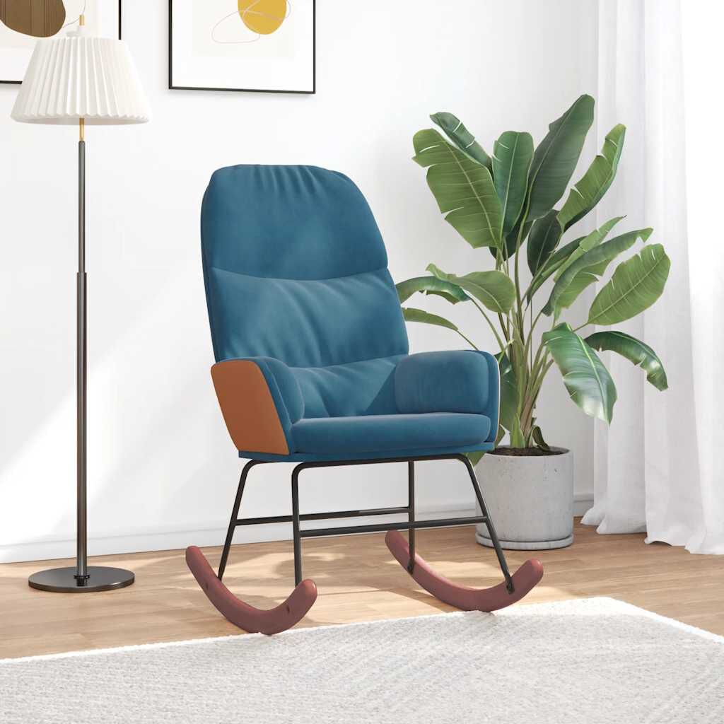 vidaXL Schommelstoel Blauw Bekleed met Fluweel