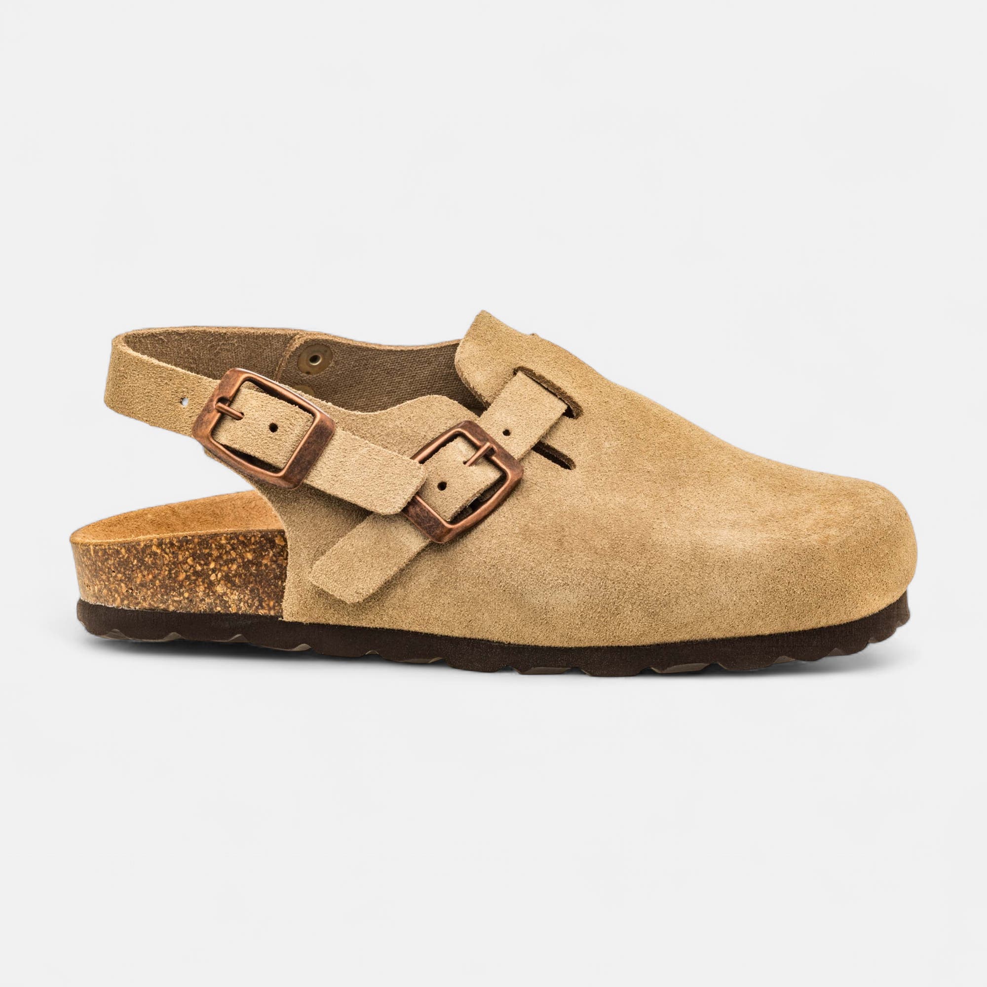 Mules semelle liège Garçon en cuir beige